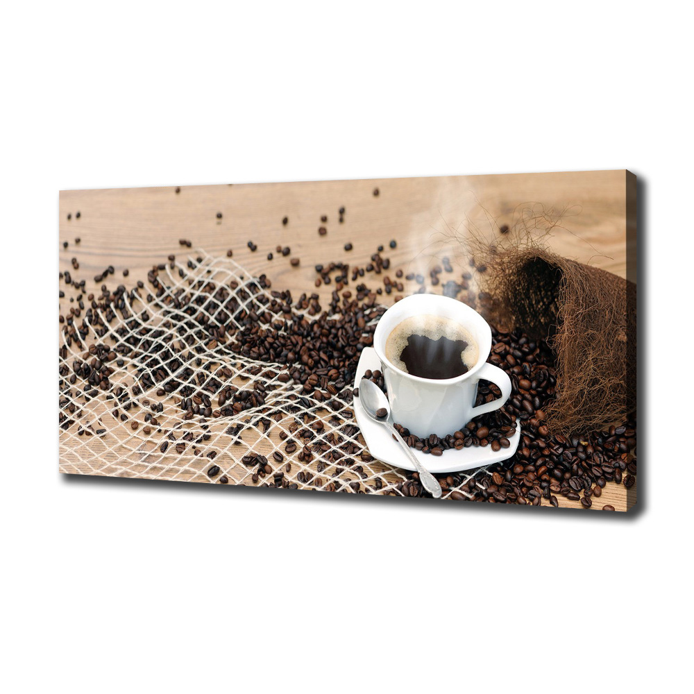 Tableau toile imprimée Café et grains de café