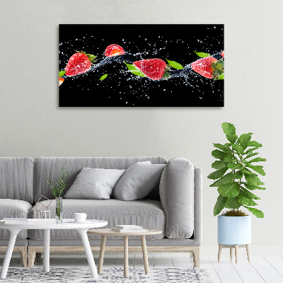 Tableau sur toile Fraises et eau