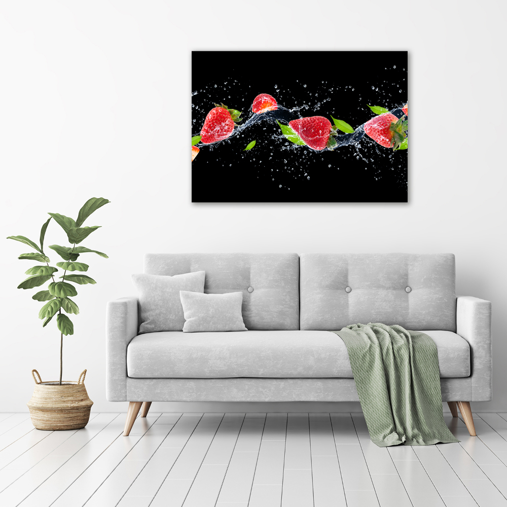 Tableau sur toile Fraises et eau