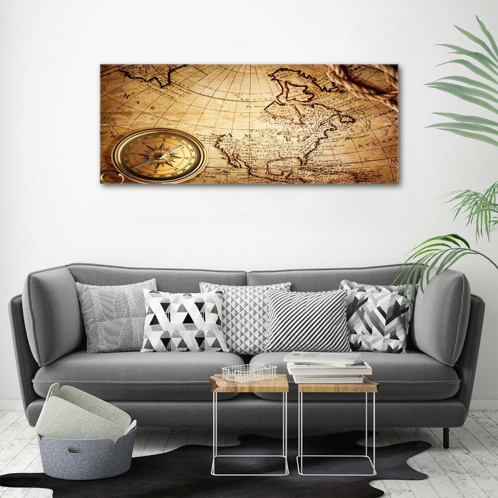 Tableau photo sur toile Boussole sur une carte