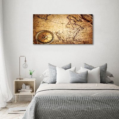 Tableau photo sur toile Boussole sur une carte