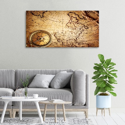 Tableau photo sur toile Boussole sur une carte