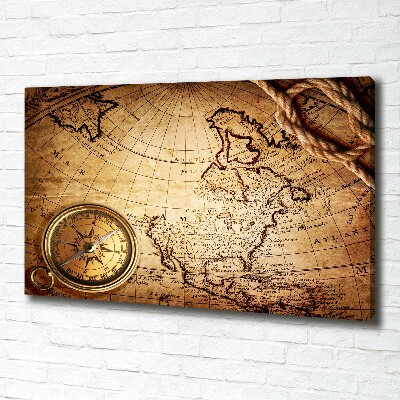 Tableau photo sur toile Boussole sur une carte