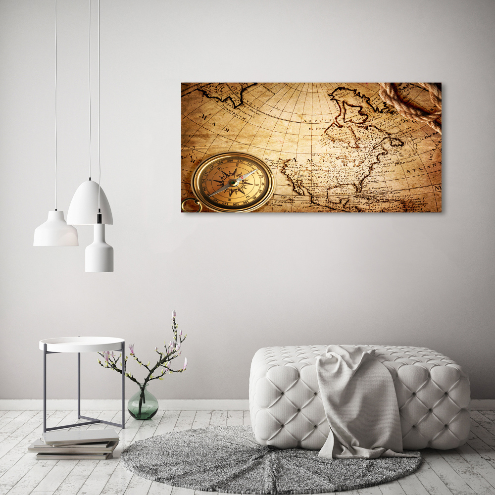 Tableau photo sur toile Boussole sur une carte