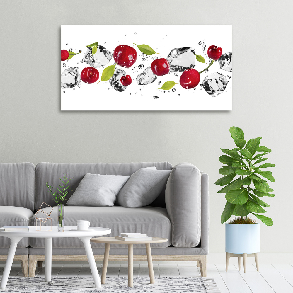 Tableau imprimé sur toile Cerises et eau