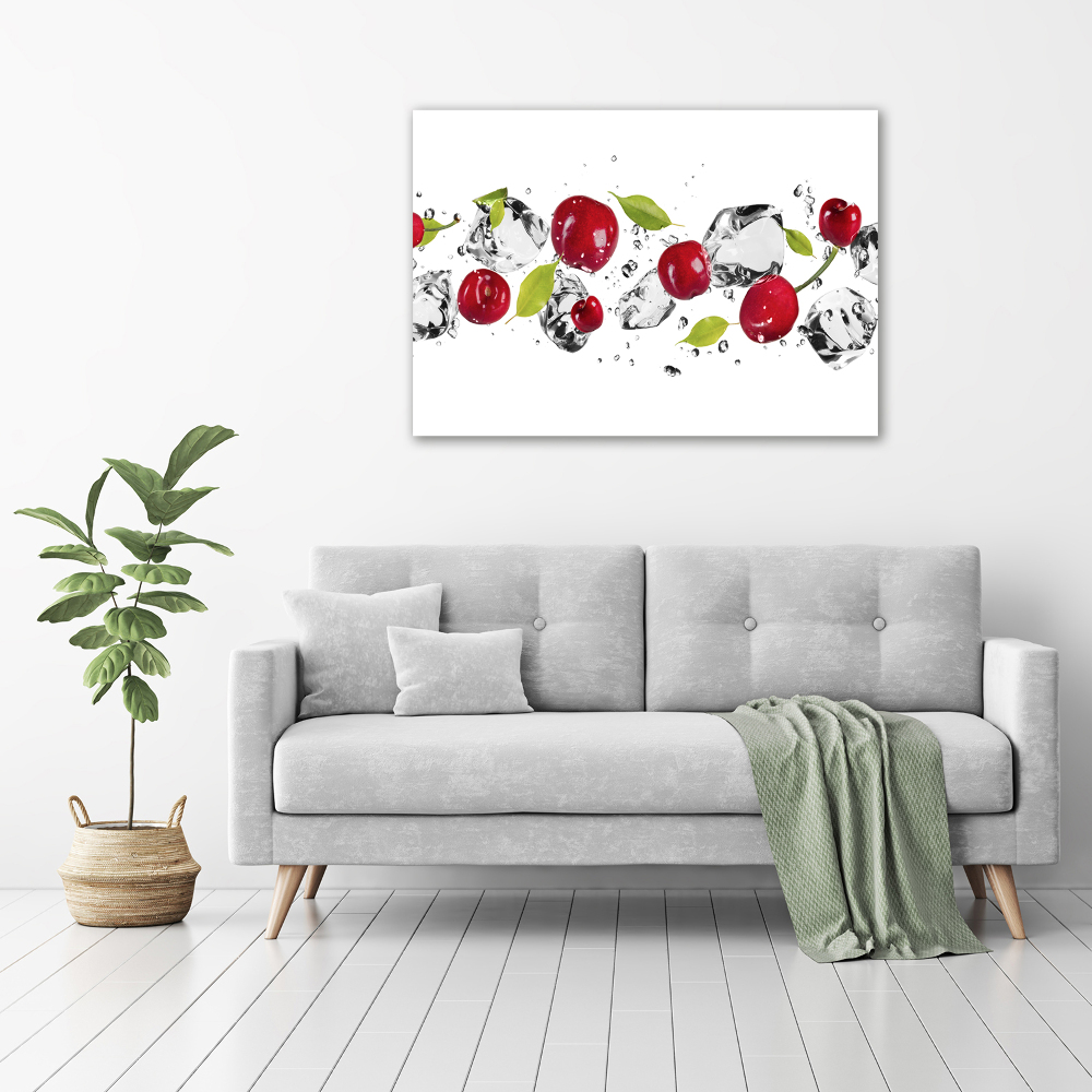 Tableau imprimé sur toile Cerises et eau