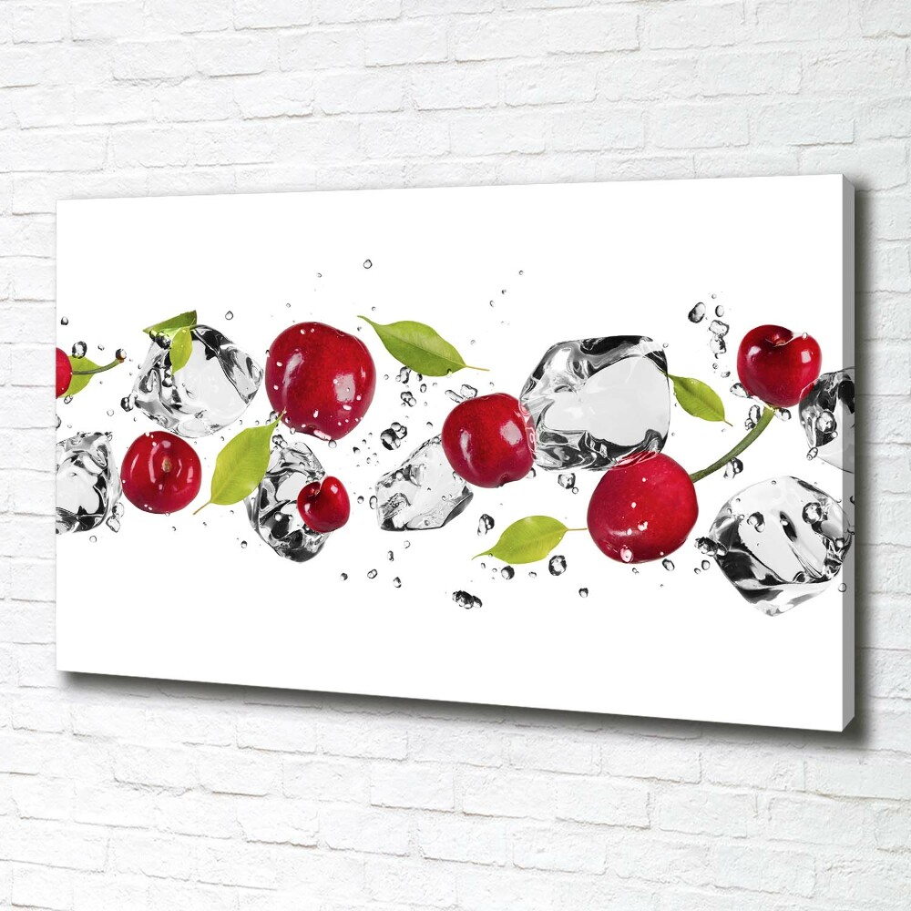 Tableau imprimé sur toile Cerises et eau