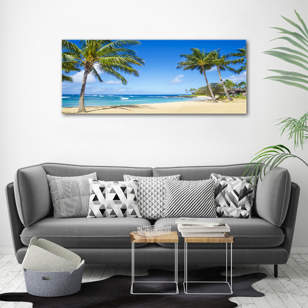 Tableau sur toile Plage tropicale palmiers