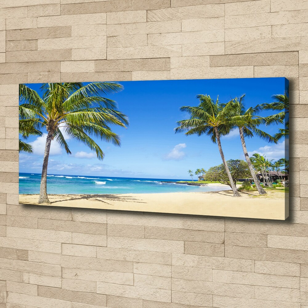 Tableau sur toile Plage tropicale palmiers