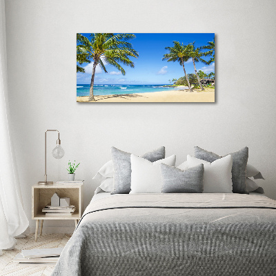 Tableau sur toile Plage tropicale palmiers