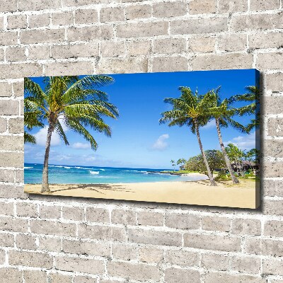 Tableau sur toile Plage tropicale palmiers