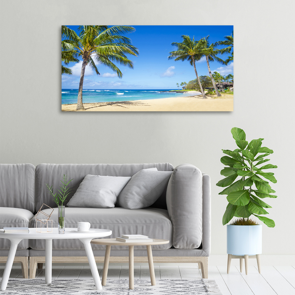 Tableau sur toile Plage tropicale palmiers