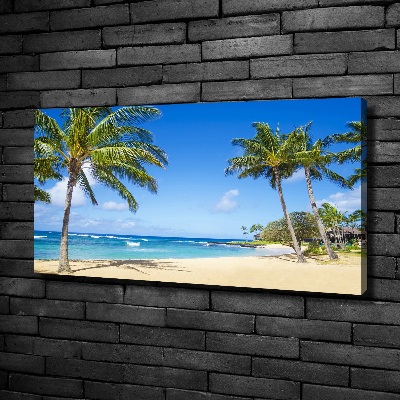 Tableau sur toile Plage tropicale palmiers