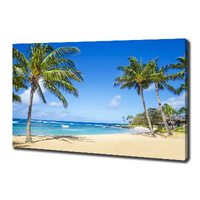 Tableau sur toile Plage tropicale palmiers