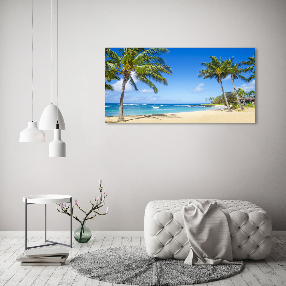 Tableau sur toile Plage tropicale palmiers