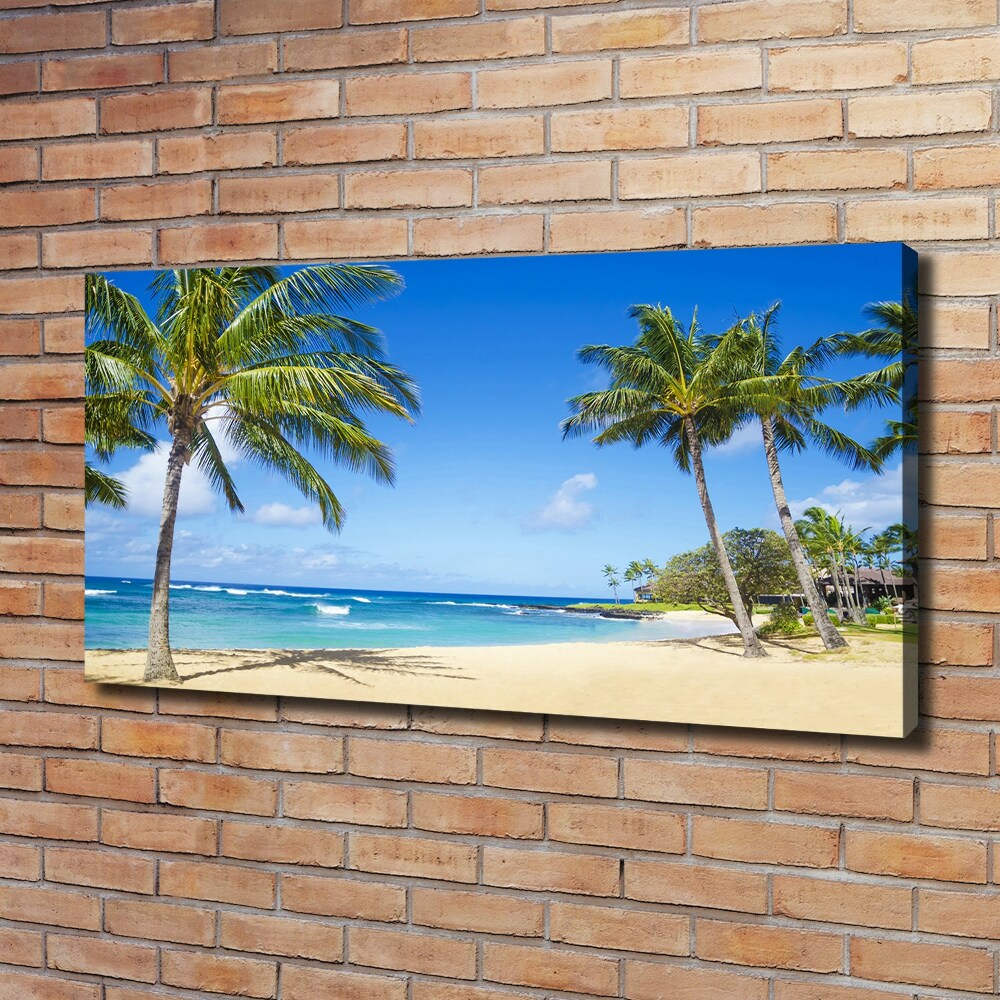 Tableau sur toile Plage tropicale palmiers