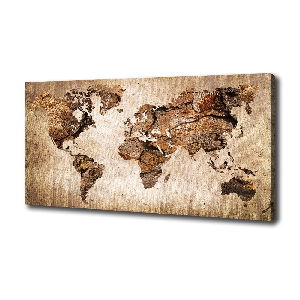 Tableau mural sur toile Carte du monde en bois