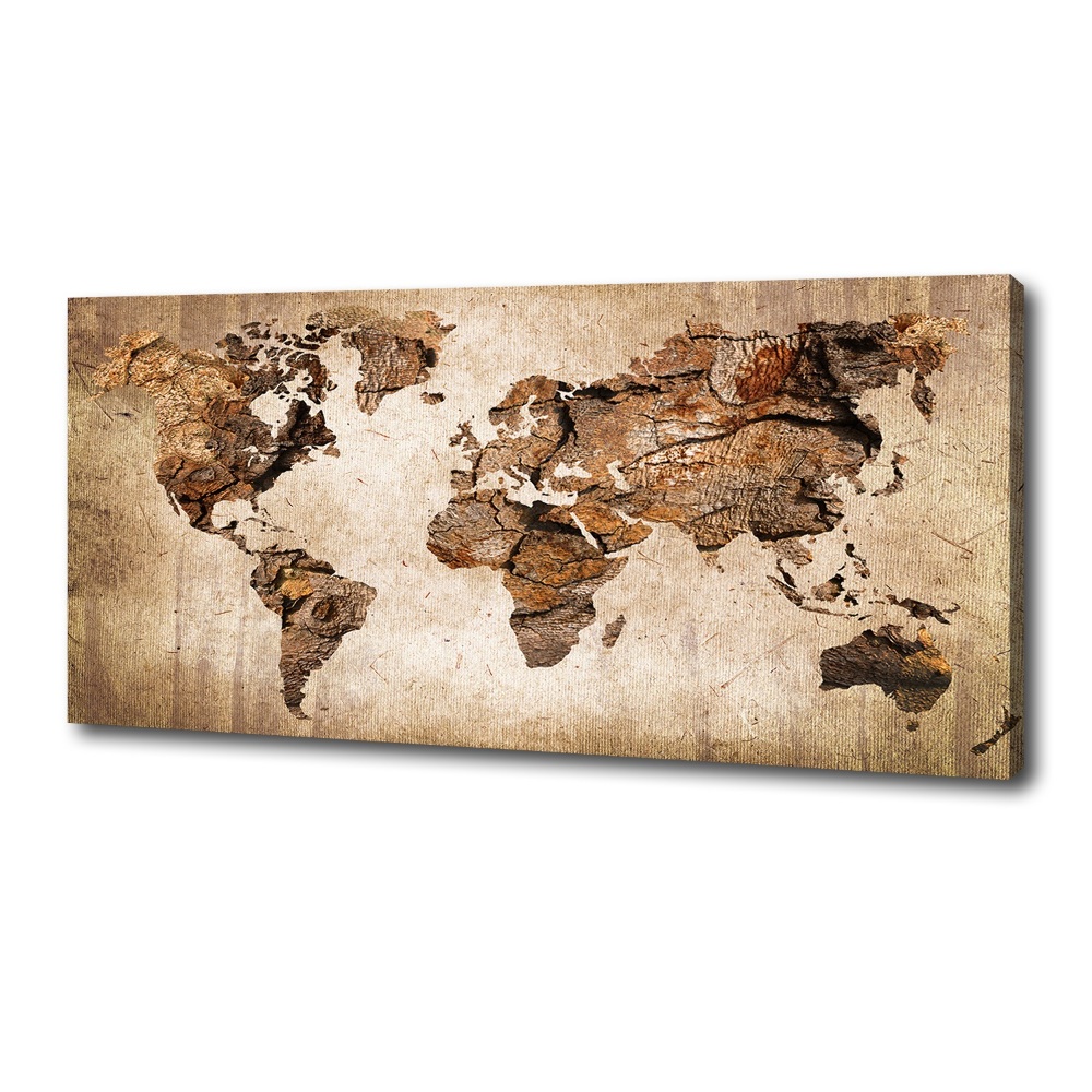 Tableau mural sur toile Carte du monde en bois