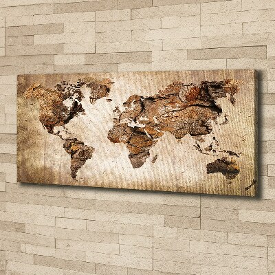 Tableau mural sur toile Carte du monde en bois