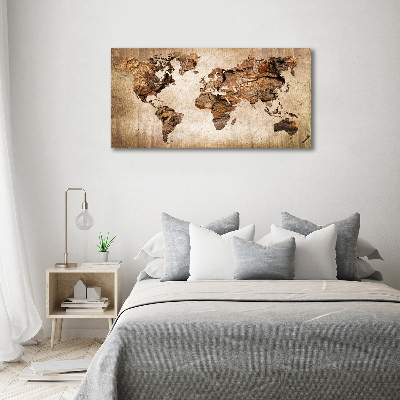 Tableau mural sur toile Carte du monde en bois