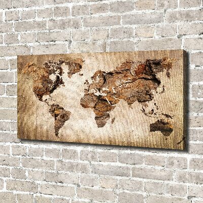 Tableau mural sur toile Carte du monde en bois