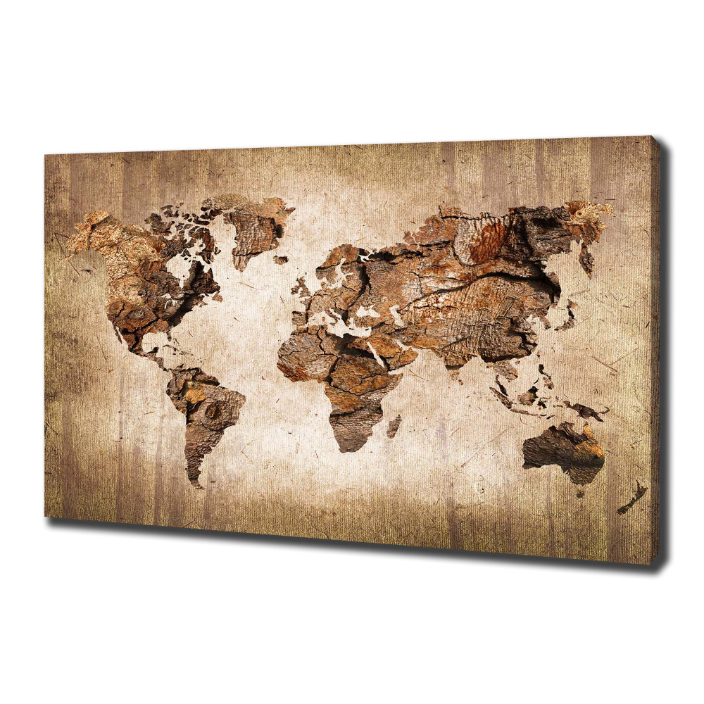 Tableau mural sur toile Carte du monde en bois