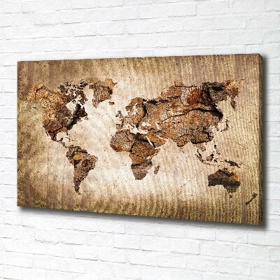 Tableau mural sur toile Carte du monde en bois