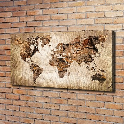 Tableau mural sur toile Carte du monde en bois