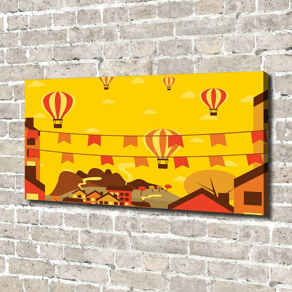 Tableau toile imprimée Ballons au-dessus de la ville