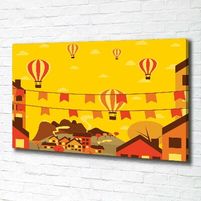 Tableau toile imprimée Ballons au-dessus de la ville