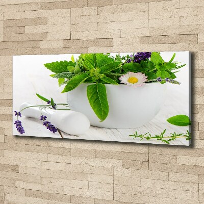 Tableau imprimé sur toile Mortier et herbes