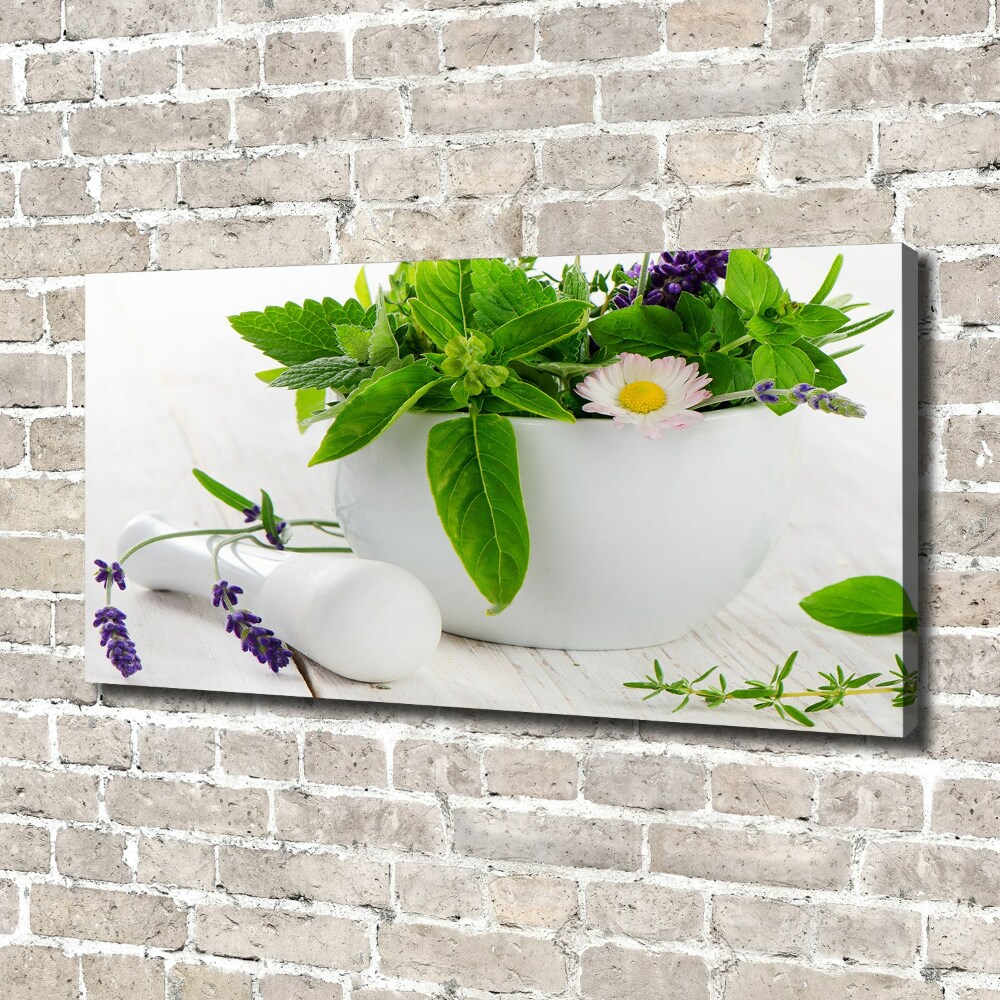 Tableau imprimé sur toile Mortier et herbes