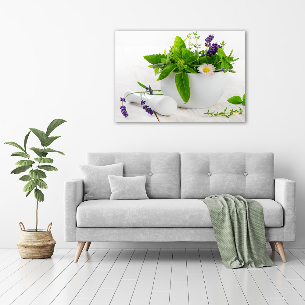 Tableau imprimé sur toile Mortier et herbes