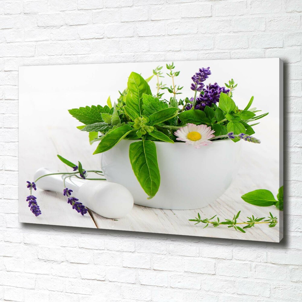 Tableau imprimé sur toile Mortier et herbes