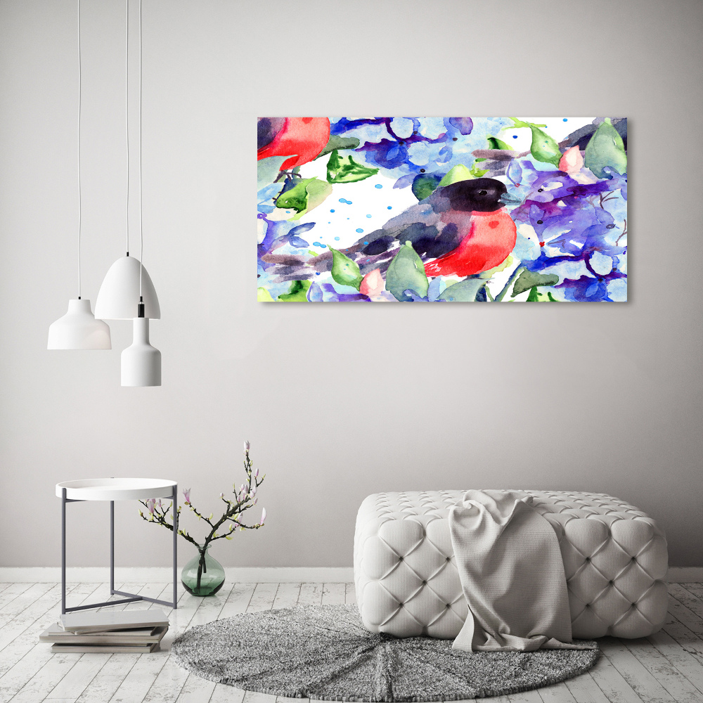 Tableau imprimé sur toile Oiseau et fleurs