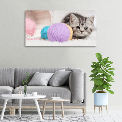 Tableau mural sur toile Chat avec des écheveaux