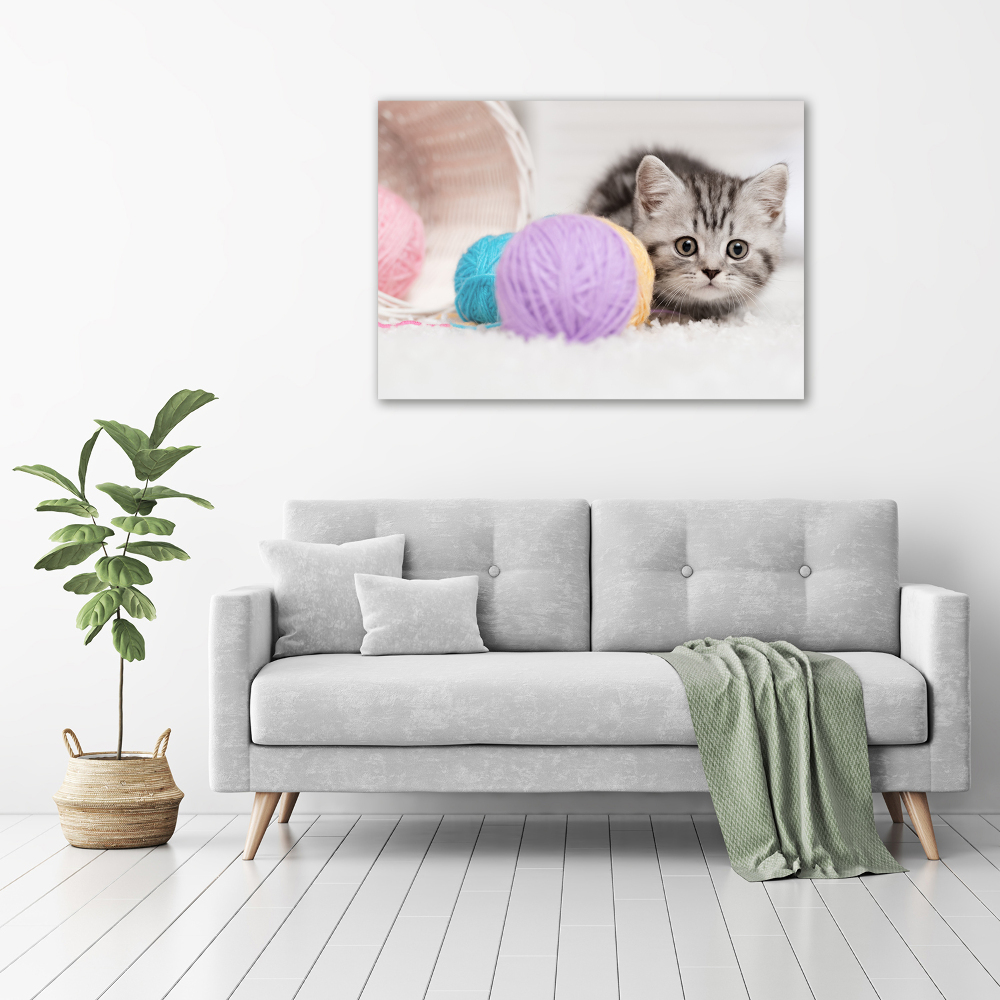 Tableau mural sur toile Chat avec des écheveaux