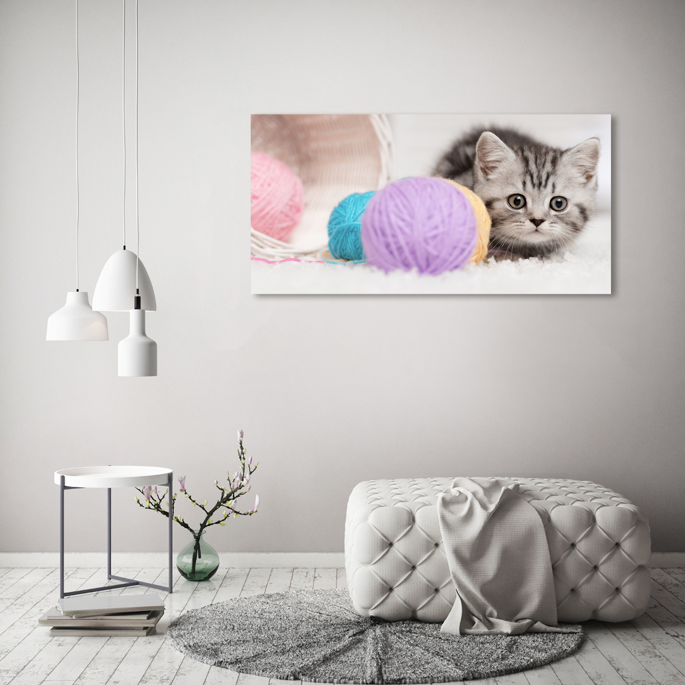 Tableau mural sur toile Chat avec des écheveaux