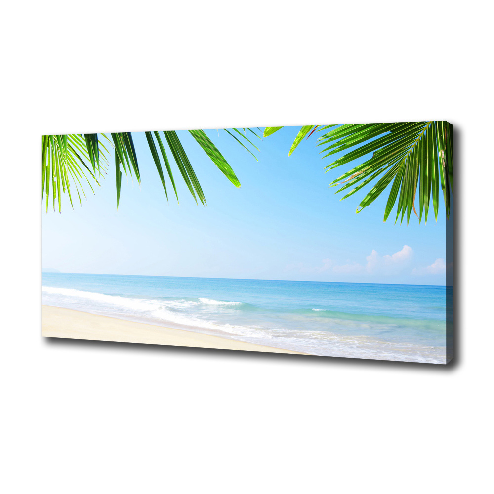 Tableau toile imprimée Plage tropicale palmiers