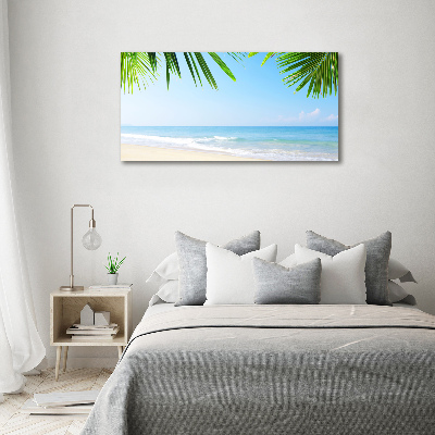 Tableau toile imprimée Plage tropicale palmiers