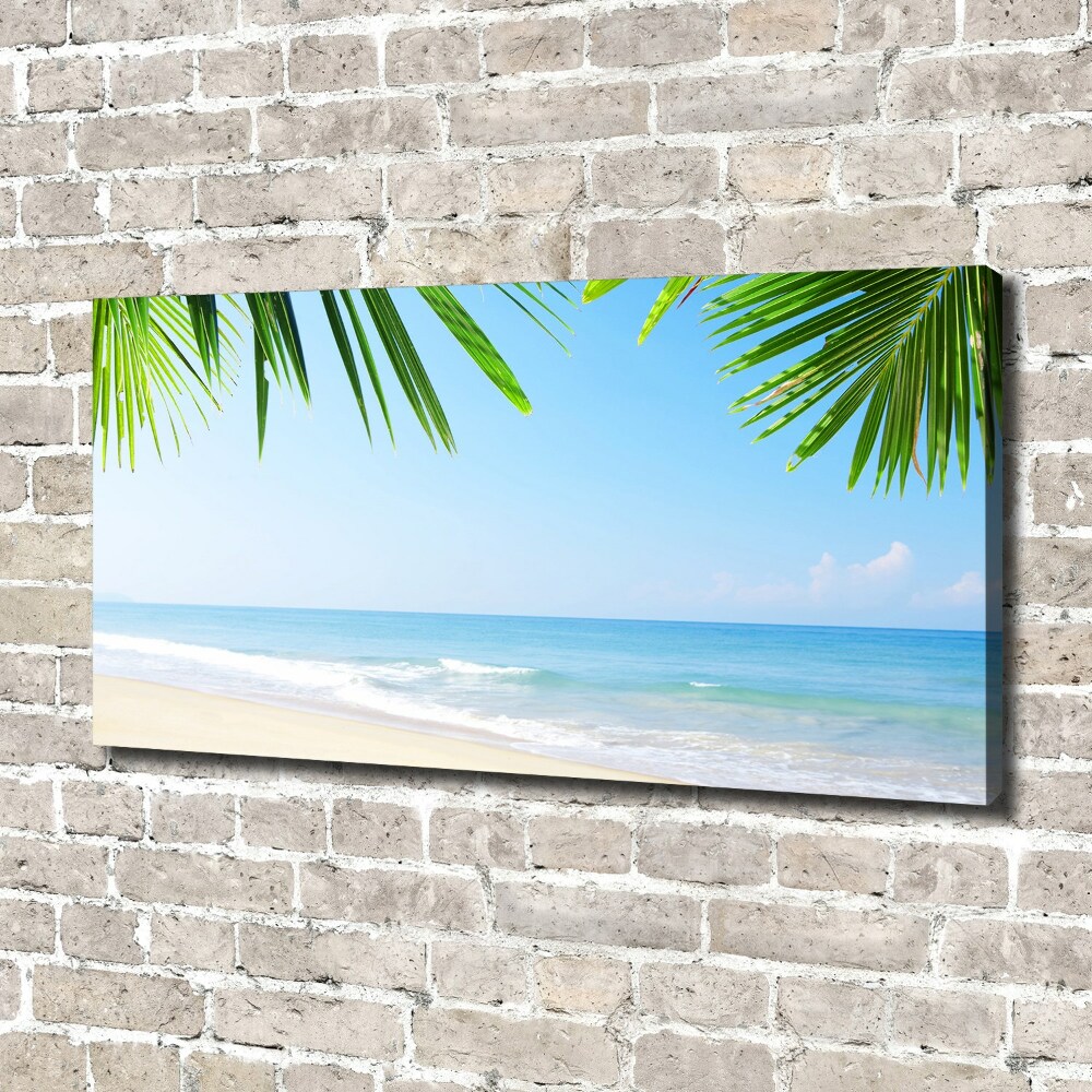 Tableau toile imprimée Plage tropicale palmiers