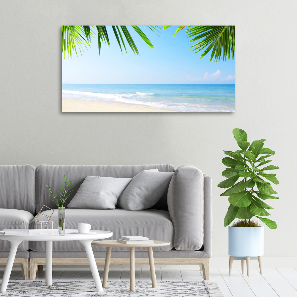 Tableau toile imprimée Plage tropicale palmiers