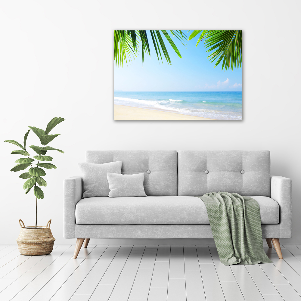 Tableau toile imprimée Plage tropicale palmiers