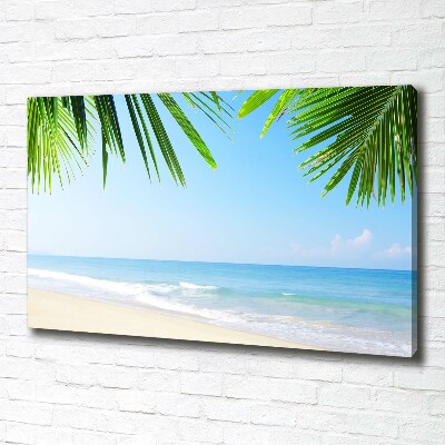 Tableau toile imprimée Plage tropicale palmiers