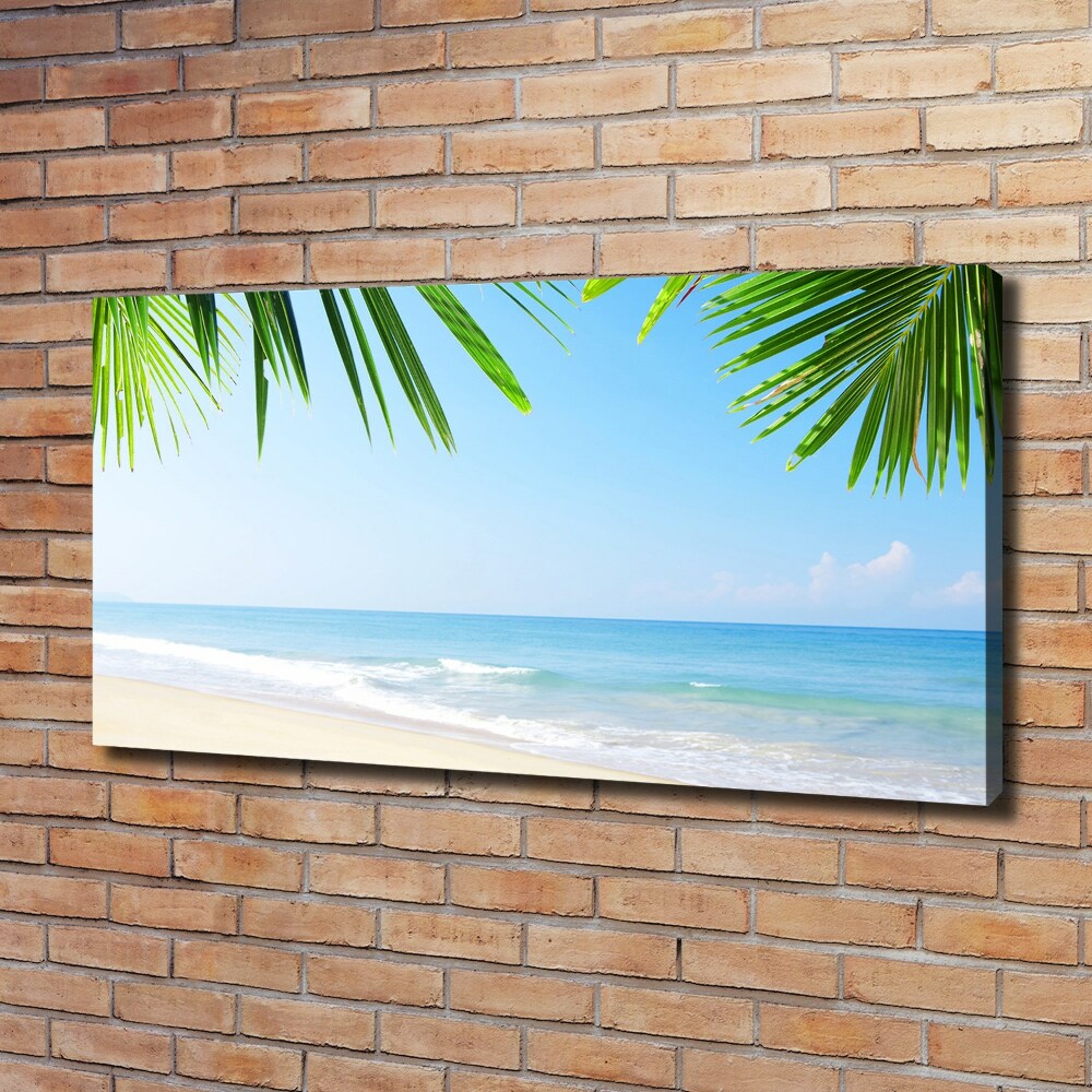 Tableau toile imprimée Plage tropicale palmiers