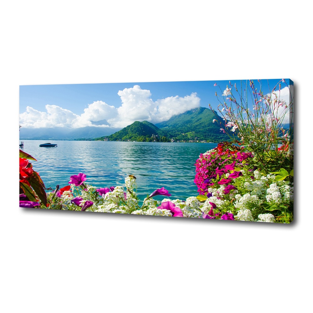 Tableau mural sur toile Fleurs au bord du lac