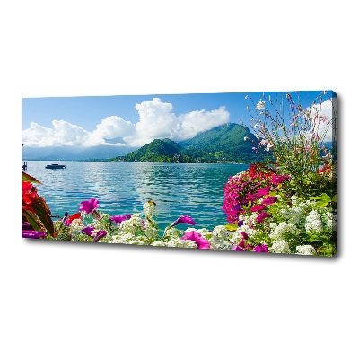 Tableau mural sur toile Fleurs au bord du lac