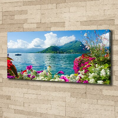 Tableau mural sur toile Fleurs au bord du lac