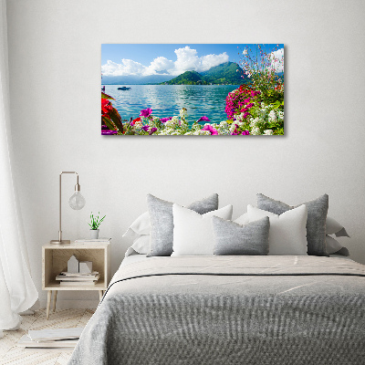 Tableau mural sur toile Fleurs au bord du lac