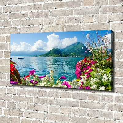 Tableau mural sur toile Fleurs au bord du lac